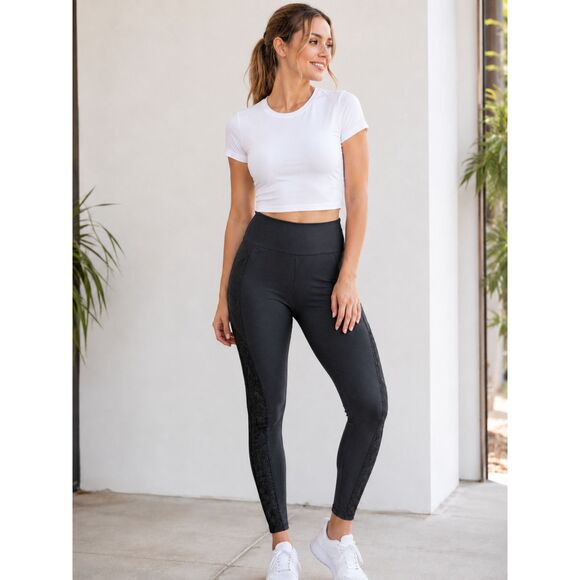 Fabletics Pants - Black NWT Fabletics High Waist Leggings Mesh Side Panel Workout Yoga Activewear